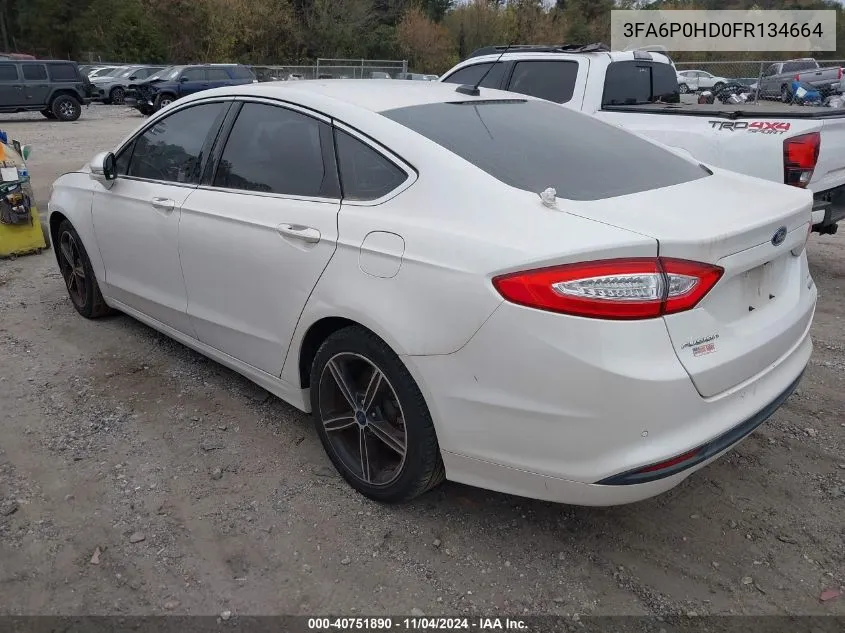 2015 Ford Fusion Se VIN: 3FA6P0HD0FR134664 Lot: 40751890