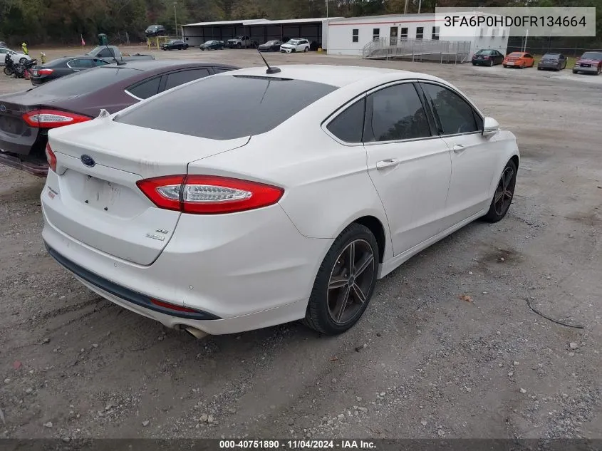 2015 Ford Fusion Se VIN: 3FA6P0HD0FR134664 Lot: 40751890