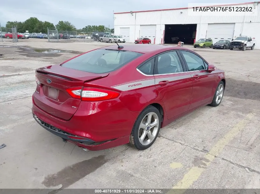 2015 Ford Fusion Se VIN: 1FA6P0H76F5123262 Lot: 40751929