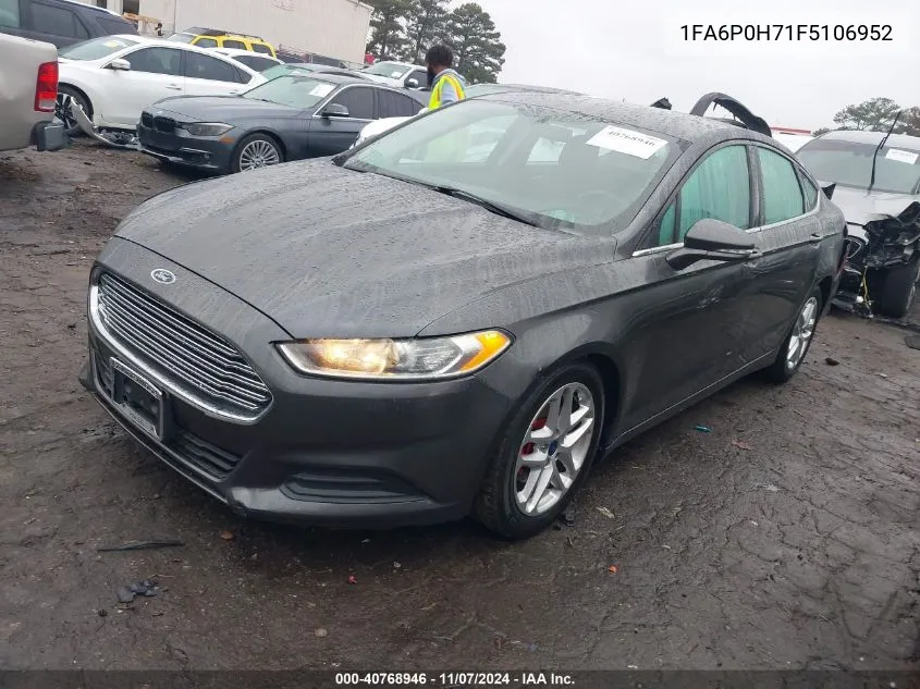 2015 Ford Fusion Se VIN: 1FA6P0H71F5106952 Lot: 40768946