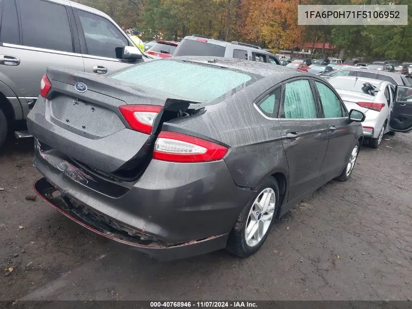 2015 Ford Fusion Se VIN: 1FA6P0H71F5106952 Lot: 40768946