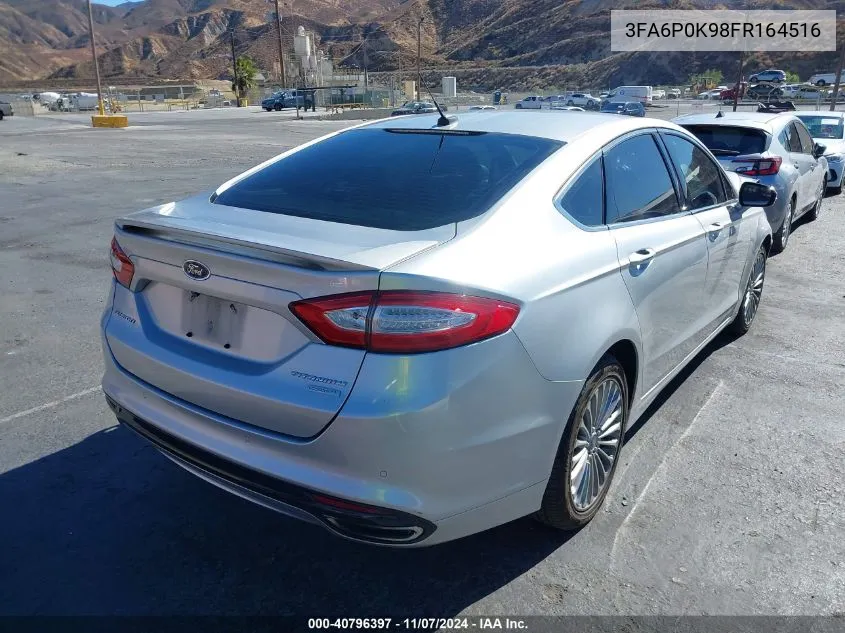 2015 Ford Fusion Titanium VIN: 3FA6P0K98FR164516 Lot: 40796397