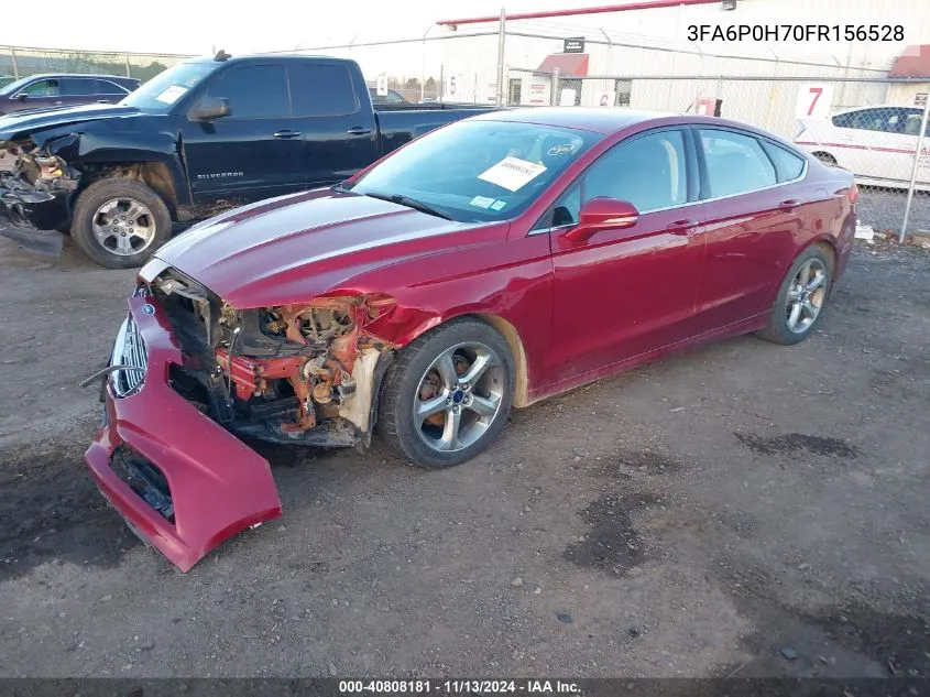 2015 Ford Fusion Se VIN: 3FA6P0H70FR156528 Lot: 40808181