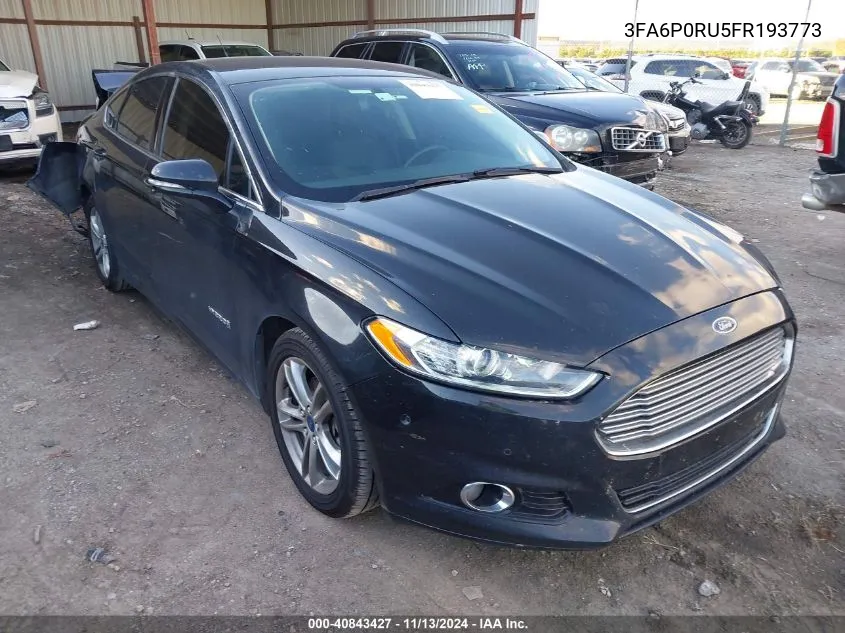 2015 Ford Fusion Hybrid Titanium VIN: 3FA6P0RU5FR193773 Lot: 40843427