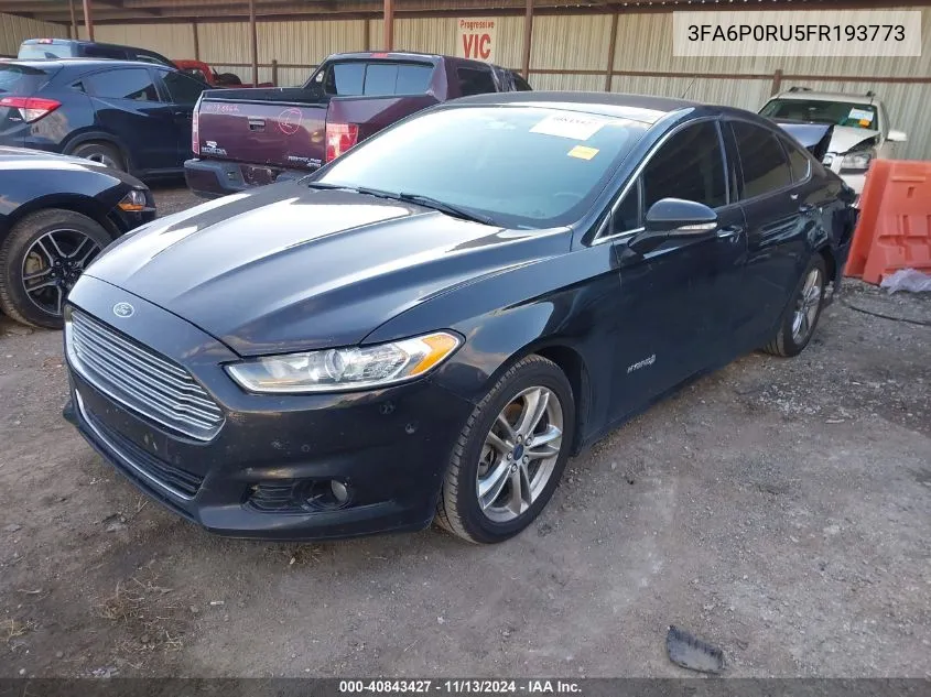 2015 Ford Fusion Hybrid Titanium VIN: 3FA6P0RU5FR193773 Lot: 40843427