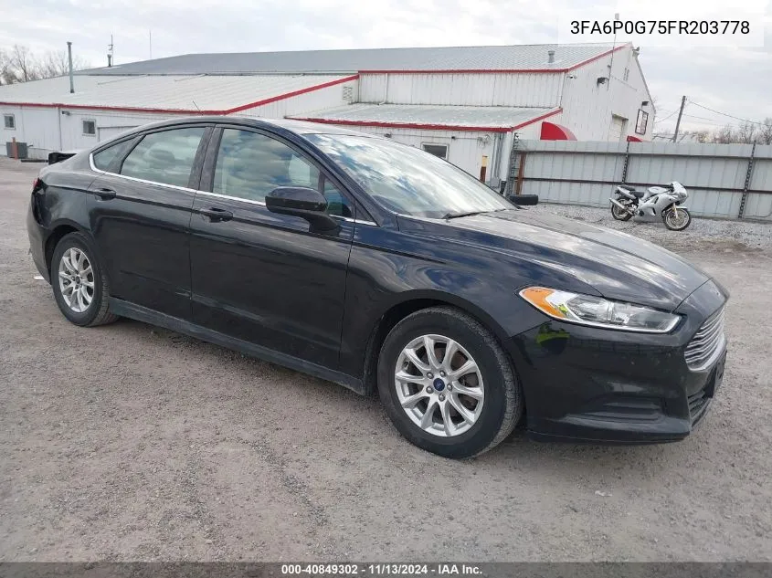 2015 Ford Fusion S VIN: 3FA6P0G75FR203778 Lot: 40849302