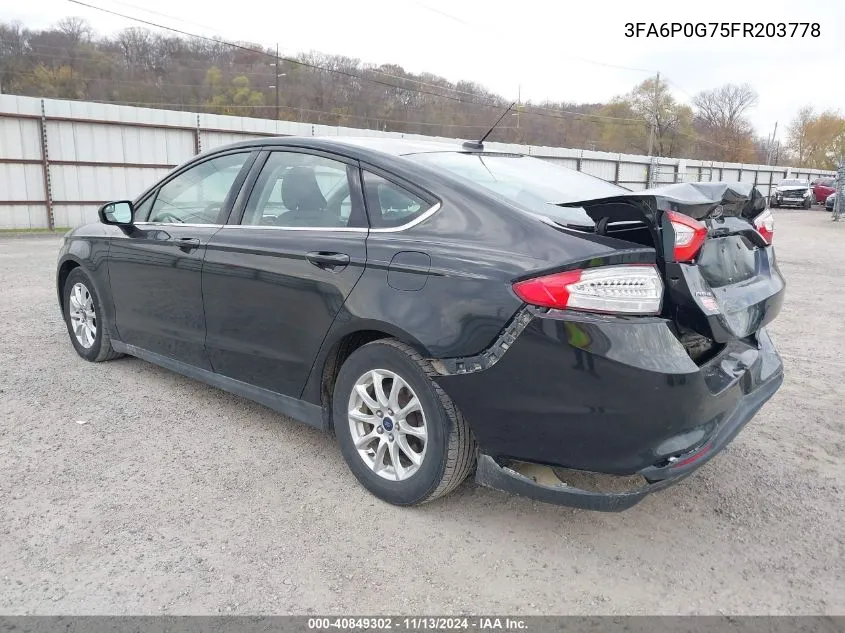 2015 Ford Fusion S VIN: 3FA6P0G75FR203778 Lot: 40849302