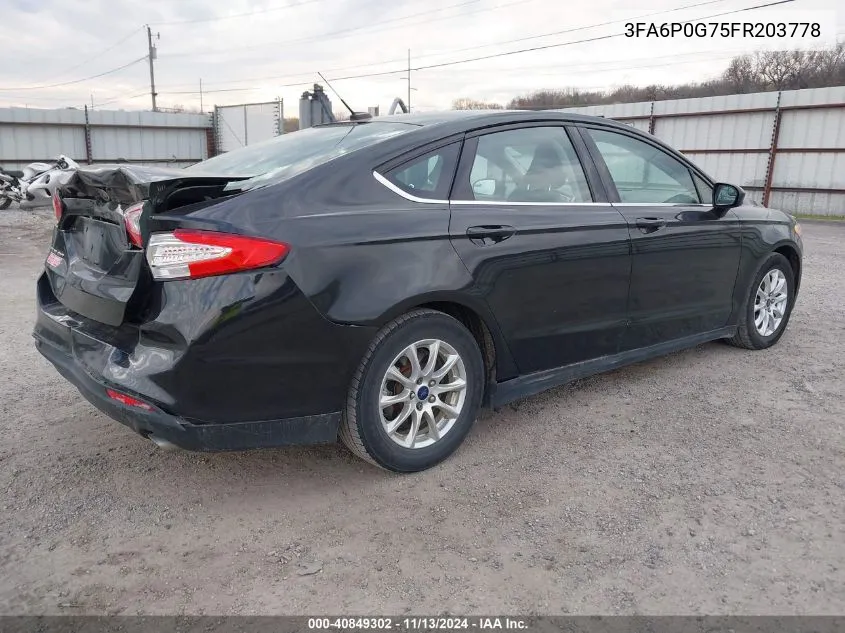 2015 Ford Fusion S VIN: 3FA6P0G75FR203778 Lot: 40849302