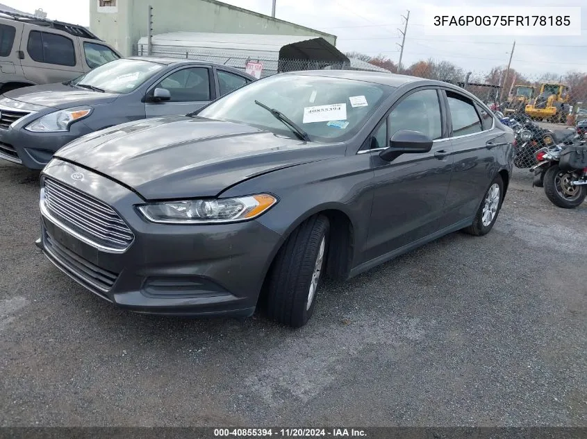 2015 Ford Fusion S VIN: 3FA6P0G75FR178185 Lot: 40855394