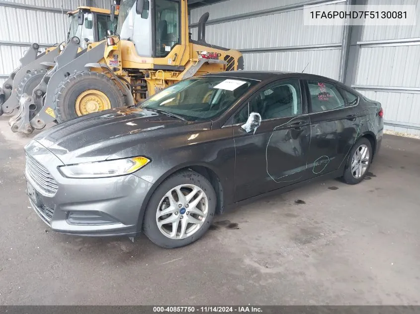 2015 Ford Fusion Se VIN: 1FA6P0HD7F5130081 Lot: 40857750