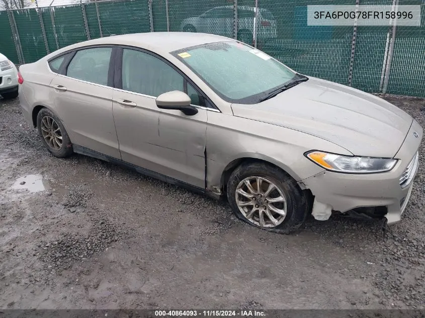 2015 Ford Fusion S VIN: 3FA6P0G78FR158996 Lot: 40864093