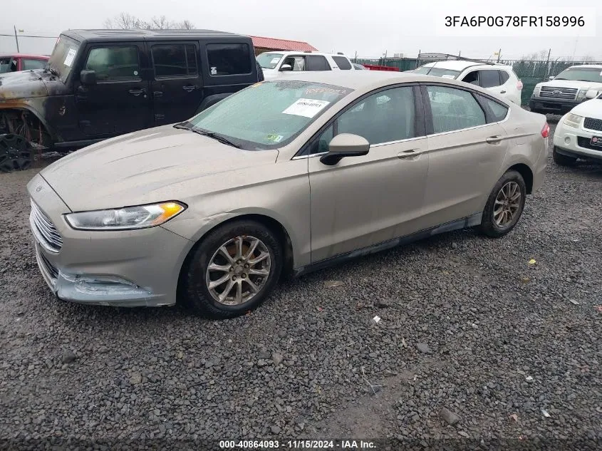 2015 Ford Fusion S VIN: 3FA6P0G78FR158996 Lot: 40864093