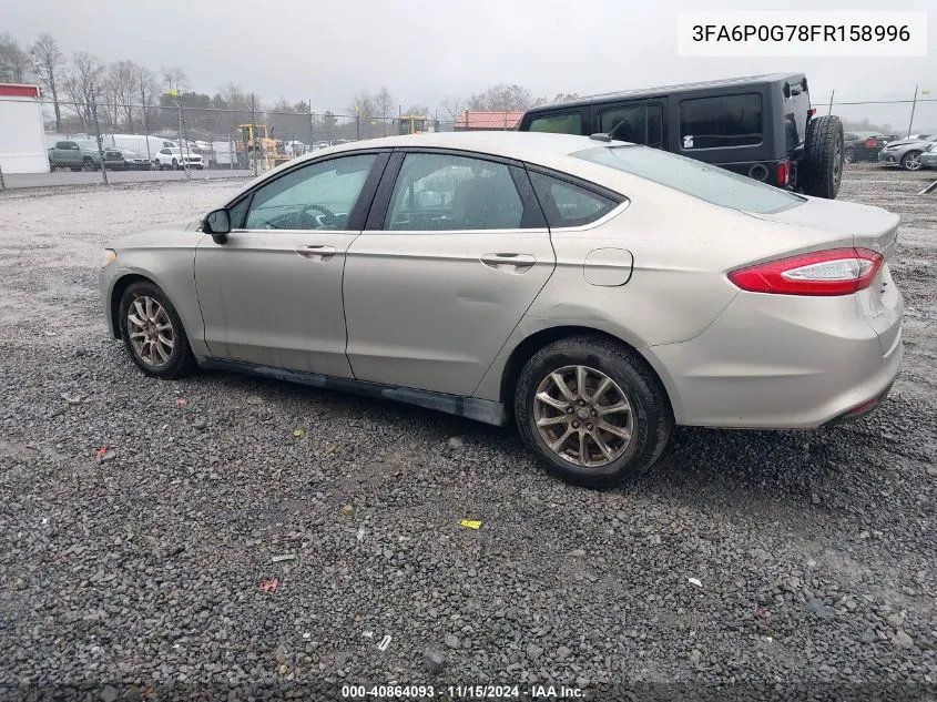 2015 Ford Fusion S VIN: 3FA6P0G78FR158996 Lot: 40864093