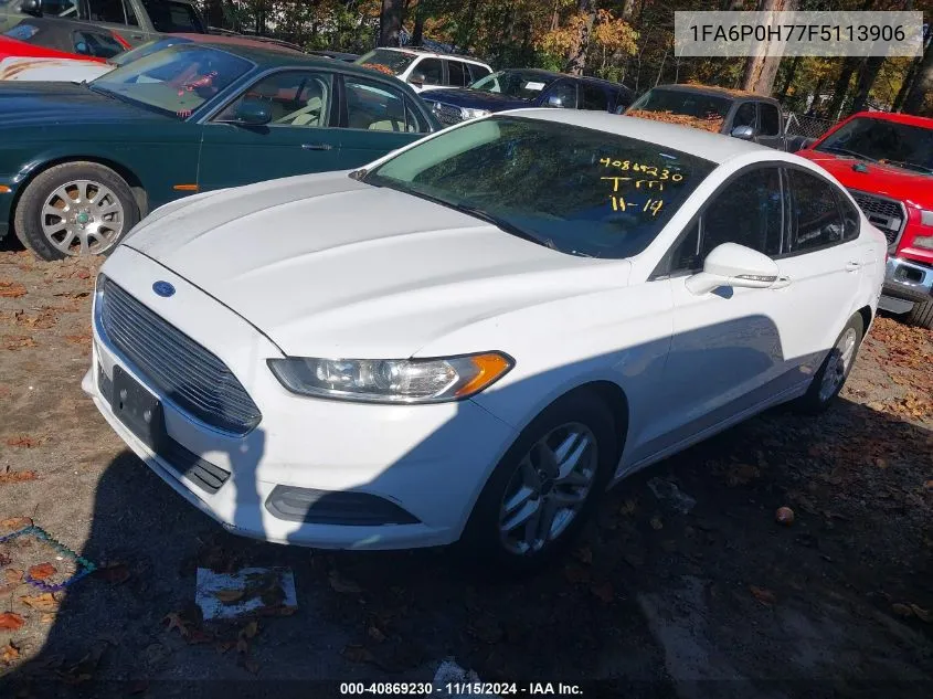 2015 Ford Fusion Se VIN: 1FA6P0H77F5113906 Lot: 40869230