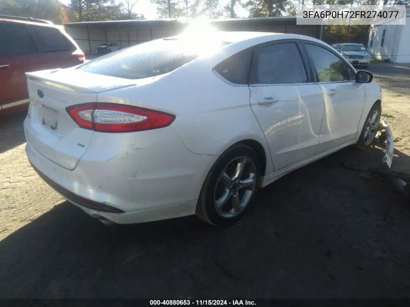 2015 Ford Fusion Se VIN: 3FA6P0H72FR274077 Lot: 40880653