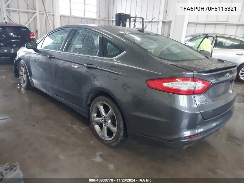 2015 Ford Fusion Se VIN: 1FA6P0H70F5115321 Lot: 40900778