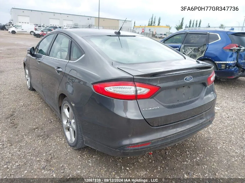 2016 Ford Fusion Se VIN: 3FA6P0H77GR347736 Lot: 12087239