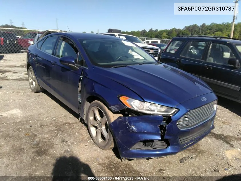 2016 Ford Fusion S VIN: 3FA6P0G72GR310787 Lot: 36357130