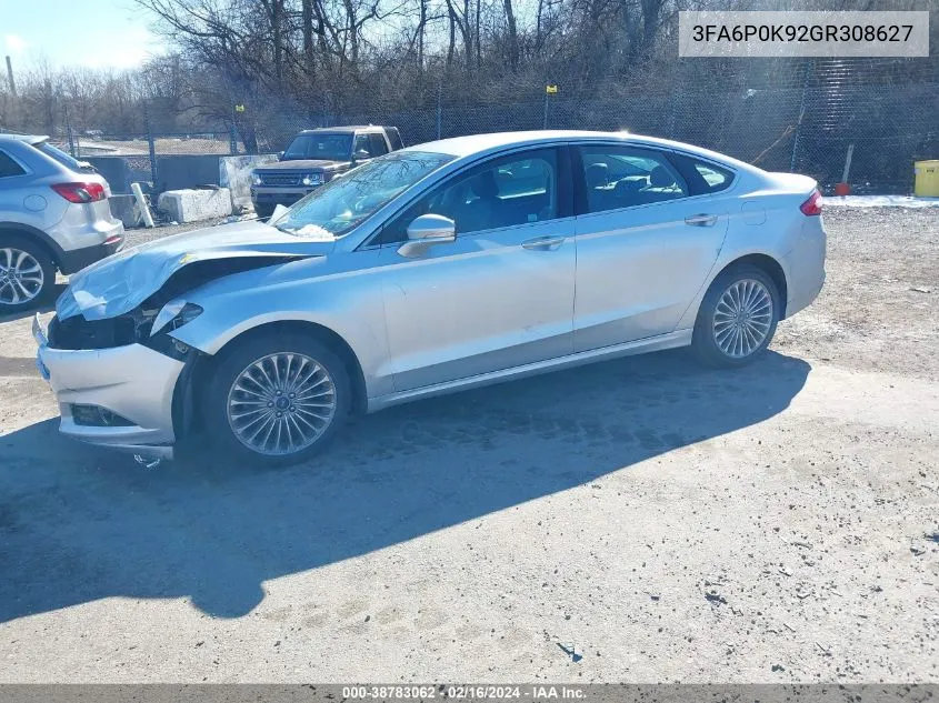 2016 Ford Fusion Titanium VIN: 3FA6P0K92GR308627 Lot: 38783062