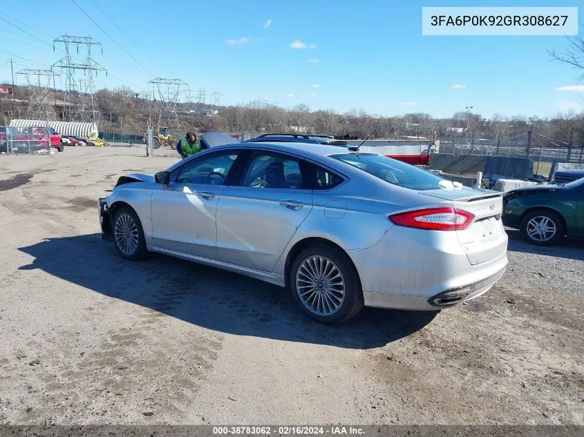 2016 Ford Fusion Titanium VIN: 3FA6P0K92GR308627 Lot: 38783062