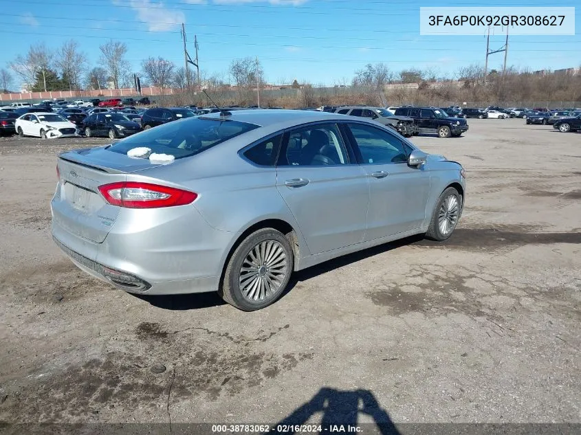 2016 Ford Fusion Titanium VIN: 3FA6P0K92GR308627 Lot: 38783062