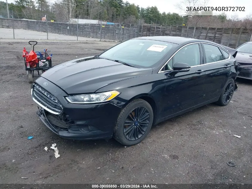 2016 Ford Fusion Se VIN: 3FA6P0T94GR372702 Lot: 39055850