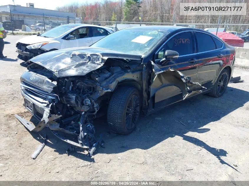 2016 Ford Fusion Se VIN: 3FA6P0T91GR271777 Lot: 39296759