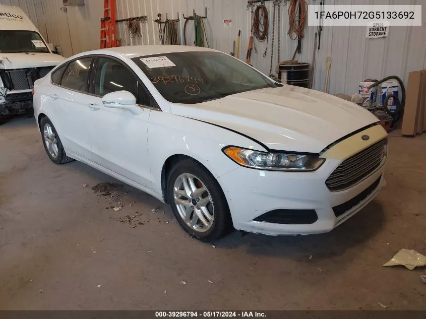 2016 Ford Fusion Se VIN: 1FA6P0H72G5133692 Lot: 39296794