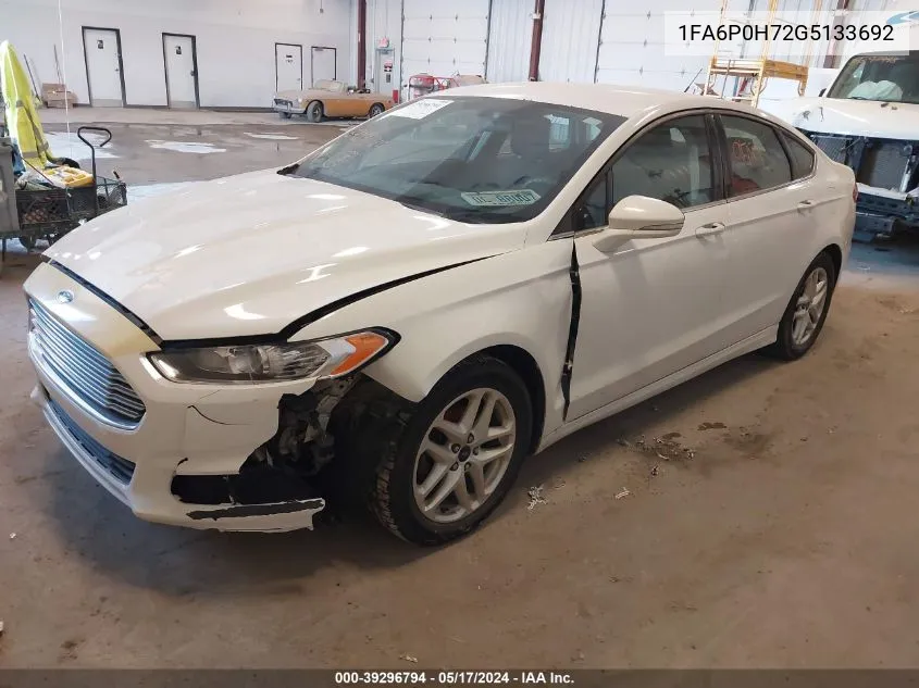 2016 Ford Fusion Se VIN: 1FA6P0H72G5133692 Lot: 39296794