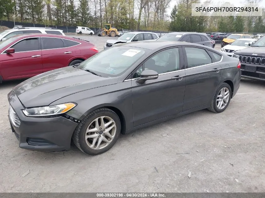 2016 Ford Fusion Se VIN: 3FA6P0H70GR294314 Lot: 39302198