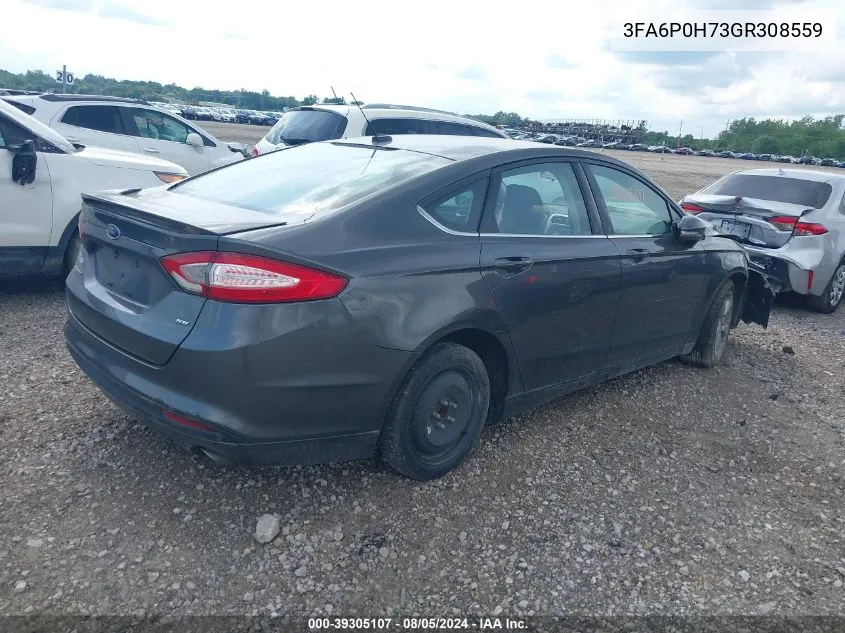 2016 Ford Fusion Se VIN: 3FA6P0H73GR308559 Lot: 39305107