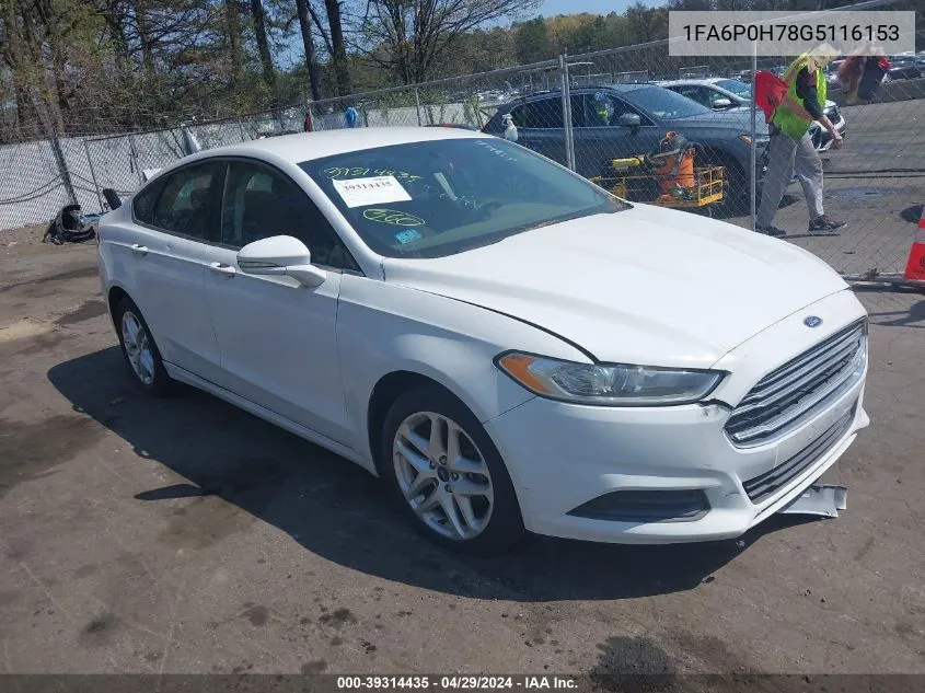 2016 Ford Fusion Se VIN: 1FA6P0H78G5116153 Lot: 39314435