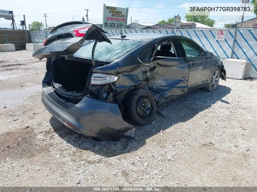 2016 Ford Fusion Se VIN: 3FA6P0H77GR398783 Lot: 39371769