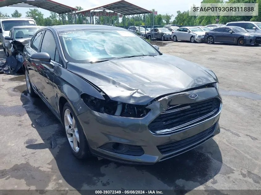 2016 Ford Fusion Se VIN: 3FA6P0T93GR311888 Lot: 39372349