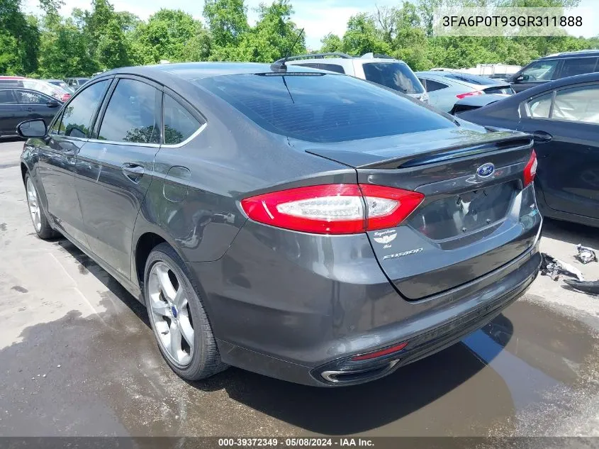 2016 Ford Fusion Se VIN: 3FA6P0T93GR311888 Lot: 39372349