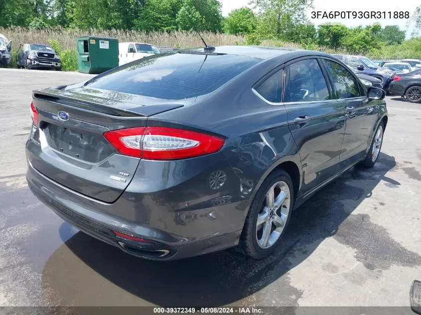 2016 Ford Fusion Se VIN: 3FA6P0T93GR311888 Lot: 39372349