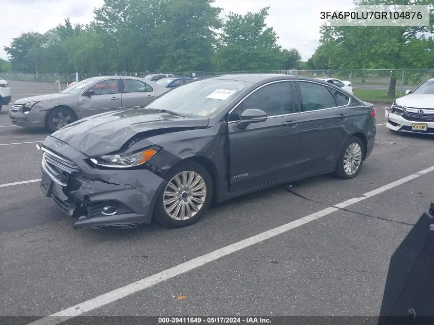 2016 Ford Fusion Hybrid Se VIN: 3FA6P0LU7GR104876 Lot: 39411649