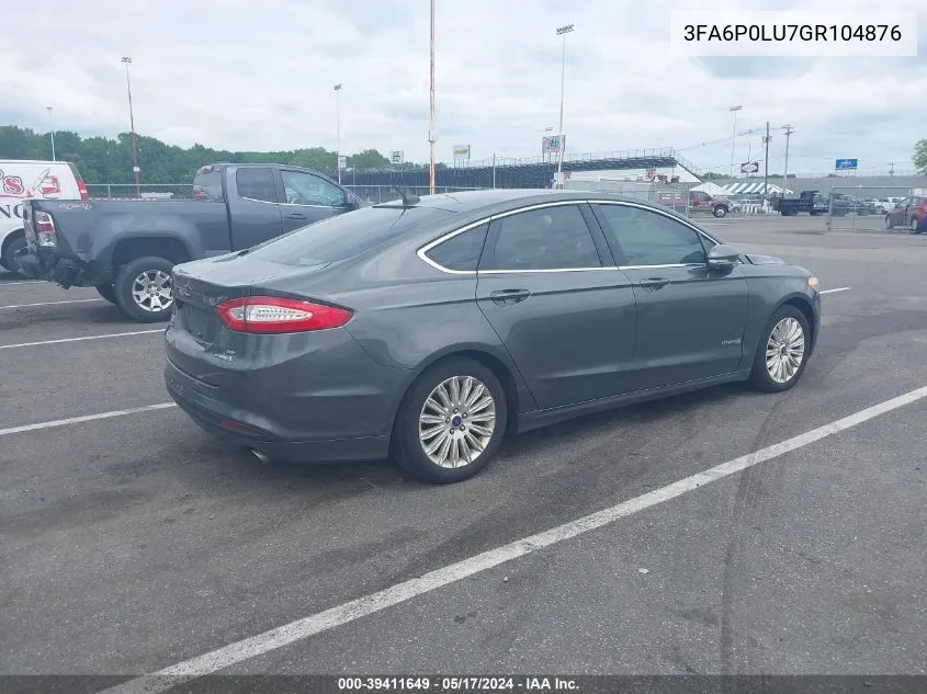 2016 Ford Fusion Hybrid Se VIN: 3FA6P0LU7GR104876 Lot: 39411649