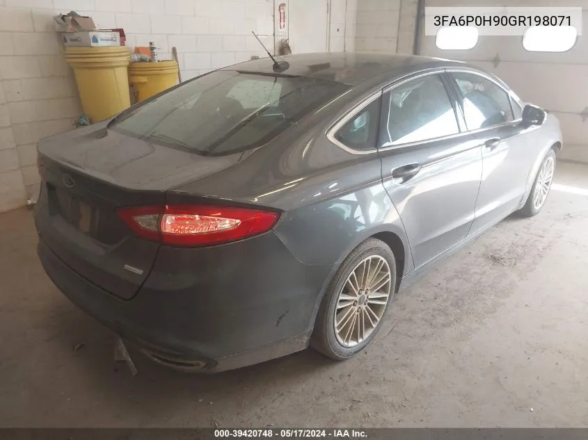 2016 Ford Fusion Se VIN: 3FA6P0H90GR198071 Lot: 39420748