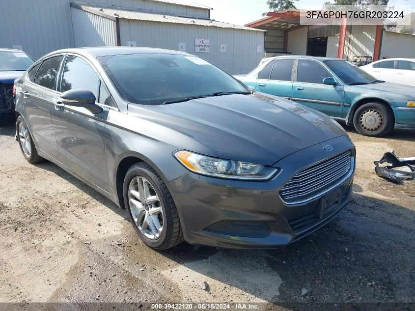 2016 Ford Fusion Se VIN: 3FA6P0H76GR203224 Lot: 39422120