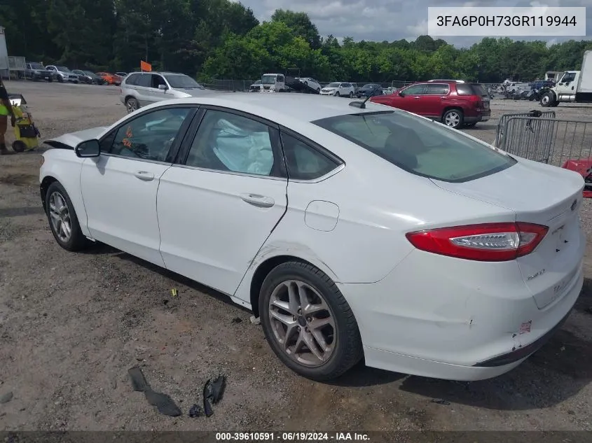 2016 Ford Fusion Se VIN: 3FA6P0H73GR119944 Lot: 39610591