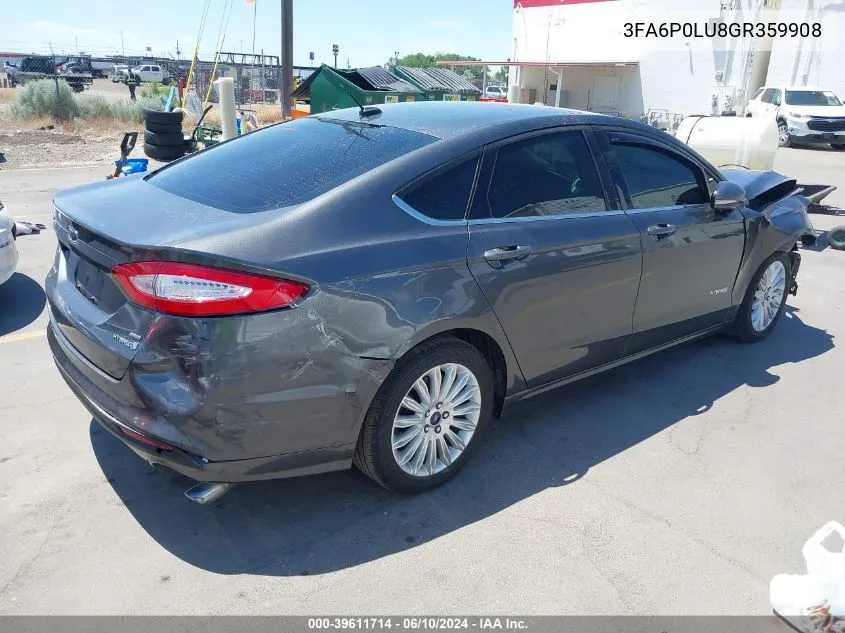 2016 Ford Fusion Hybrid Se VIN: 3FA6P0LU8GR359908 Lot: 39611714