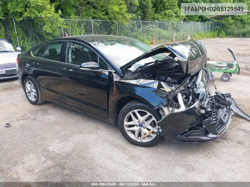 2016 Ford Fusion Se VIN: 1FA6P0HD2G5129549 Lot: 39632649