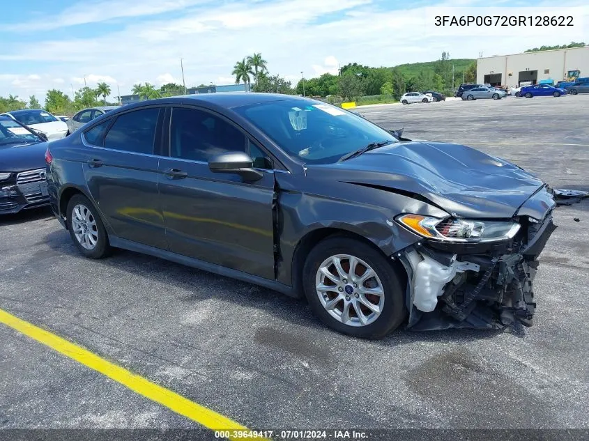 2016 Ford Fusion S VIN: 3FA6P0G72GR128622 Lot: 39649417