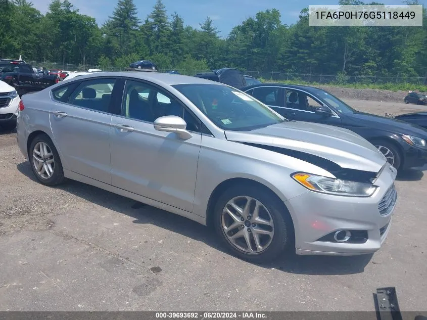 2016 Ford Fusion Se VIN: 1FA6P0H76G5118449 Lot: 39693692