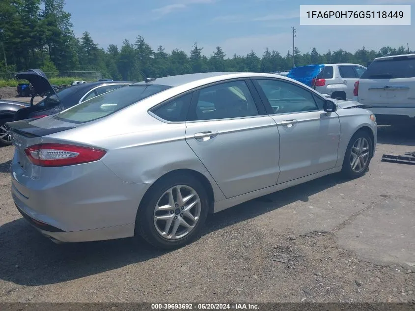 2016 Ford Fusion Se VIN: 1FA6P0H76G5118449 Lot: 39693692