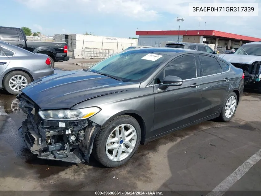 2016 Ford Fusion Se VIN: 3FA6P0H71GR317339 Lot: 39696661