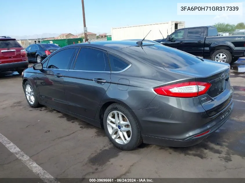 2016 Ford Fusion Se VIN: 3FA6P0H71GR317339 Lot: 39696661