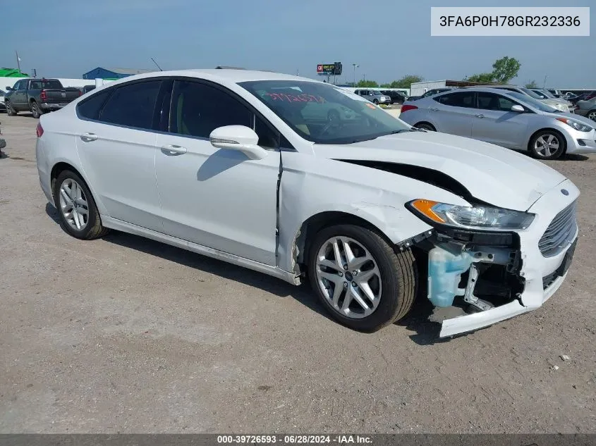 2016 Ford Fusion Se VIN: 3FA6P0H78GR232336 Lot: 39726593