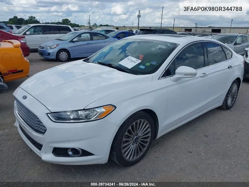 2016 Ford Fusion Titanium VIN: 3FA6P0K98GR344788 Lot: 39734241